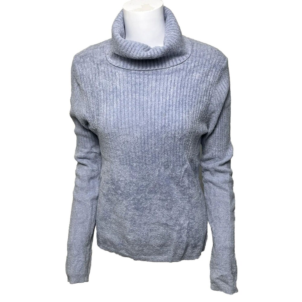 Grace Dane Lewis Sweater Long Sleeve Cowl Neck Y2K Chenille Blue Stretch Large